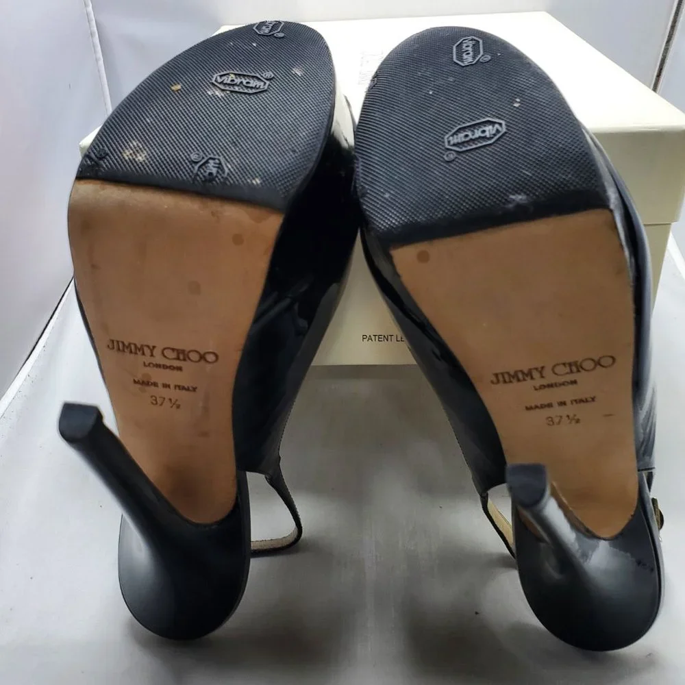 Jimmy Choo peep toe platform shoes sling back buckle fastenings Black 37…